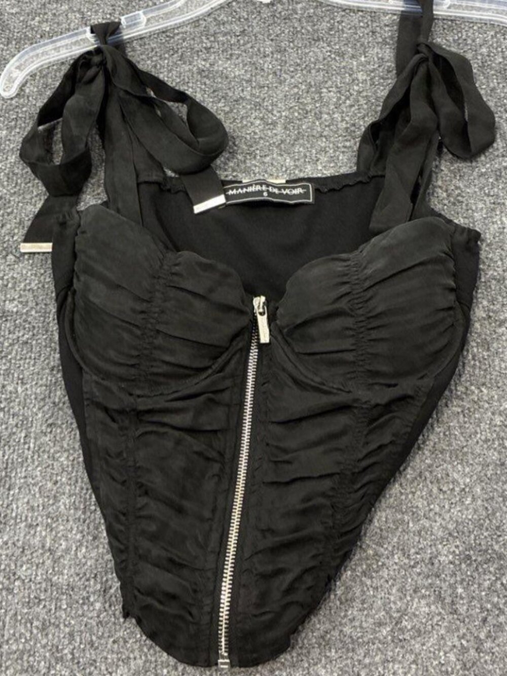 Maniere De Voir Black Structured Corset Top Size 6 Edgy Streetwear